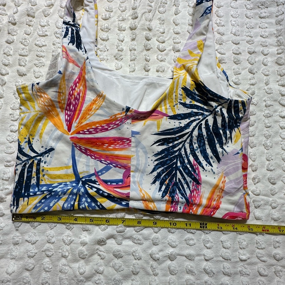 CALIA by Carrie Underwood Blue and Yellow Crop Bikini Top - Picture 2 of 3